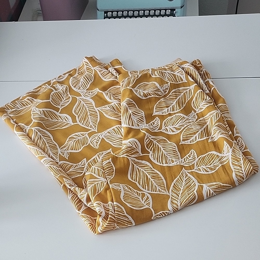 Leaf Print Mustard Yellow Fabric